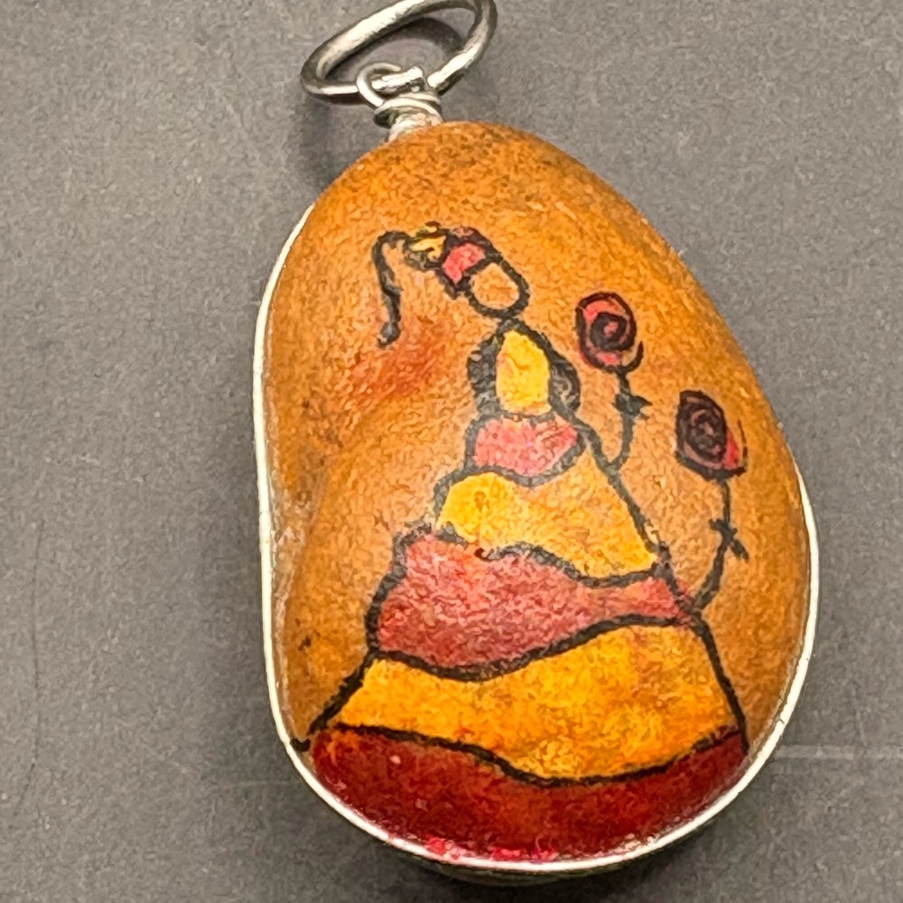 Handcrafted Pendant with Folk Art Design